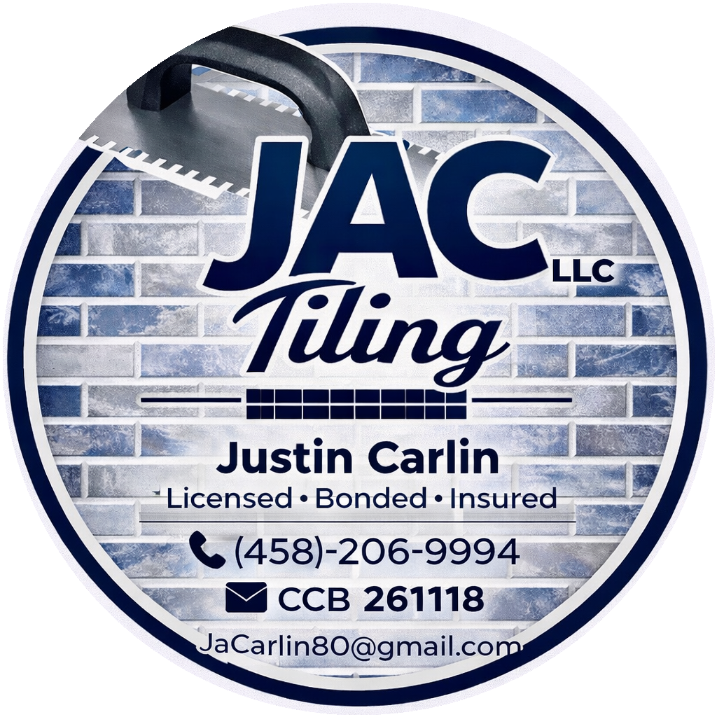 JAC Tiling LLC logo — licensed, bonded and insured tile installation, CCB #261118