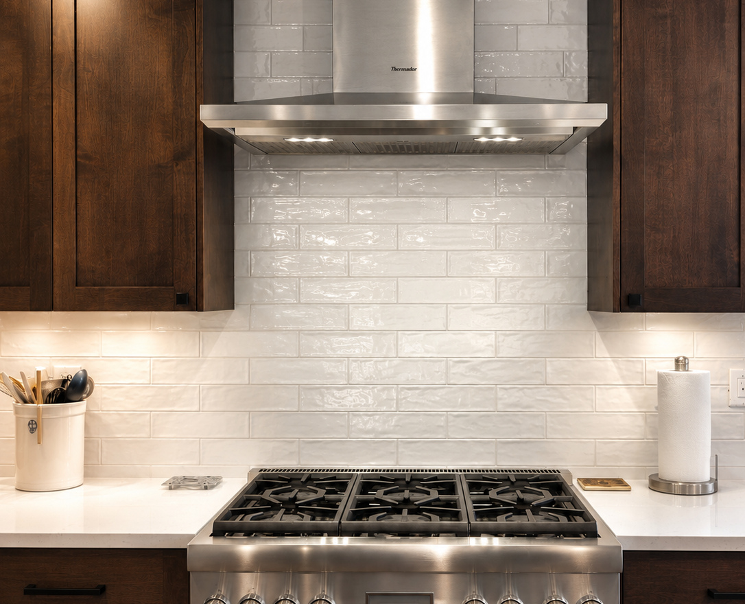 Handcrafted Ceramic Backsplash tile installation by JAC Tiling